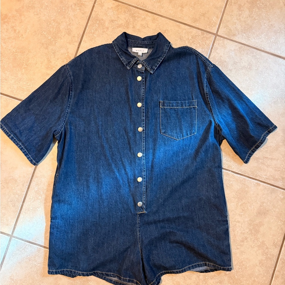 Indigo Denim Button-Down Romper